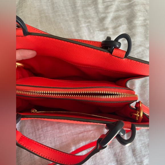 Tory Burch Kira Leather Small Tote Crossbody Bag In Poppy Red - Picture 14 of 14